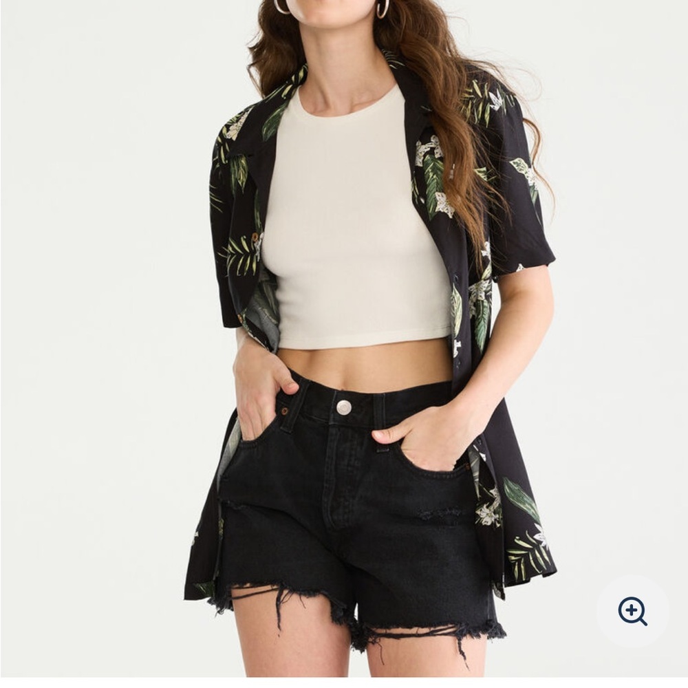 NWT- Aero Premium Air Denim- 90’s HR Cut-Offs- Sz 14- Black- Button Fly